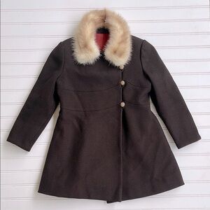 RARE VINTAGE EUC S. J. Buchman Genuine Mink Fur Trimmed Tailored Dress Coat